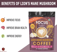 Lion's Mane Mushroom Extract Caffeine Free Mushroom Coffee Powder 30 Serving
