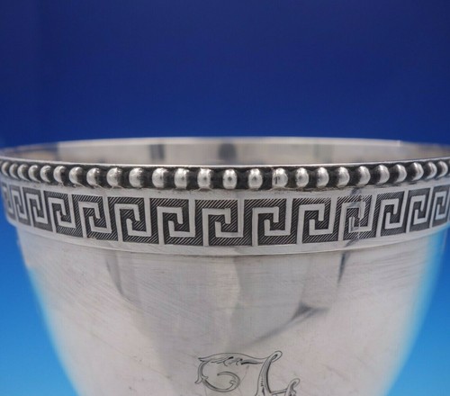 Bailey and Co Coin Silver Pedestal Waste Bowl Greek Key Border 6" Tall (#3812) - Picture 3 of 6