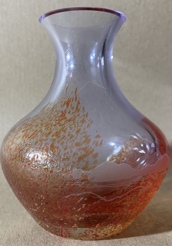 Etched Coastal Scene Caithness Art Glass Vase. eBay