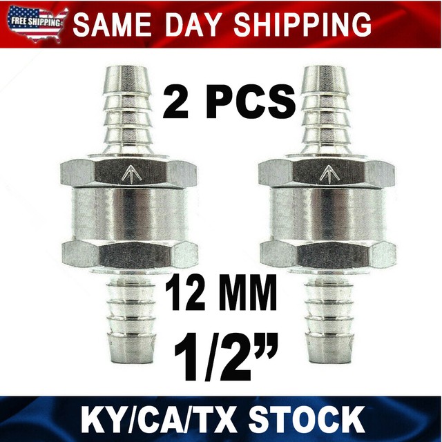 2 Aluminum Alloy 1/2 Inch 12mm Fuel NonReturn One Way Check Valve