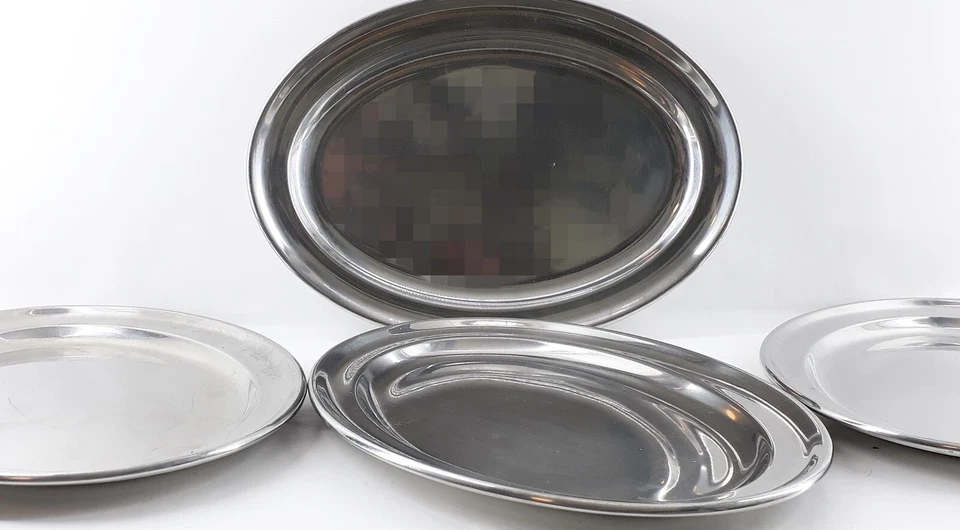 Edelstahl Serviertablett's " beram " 4 Stück oval Restaurant Vorlegeplatte  - Bild 4 von 4