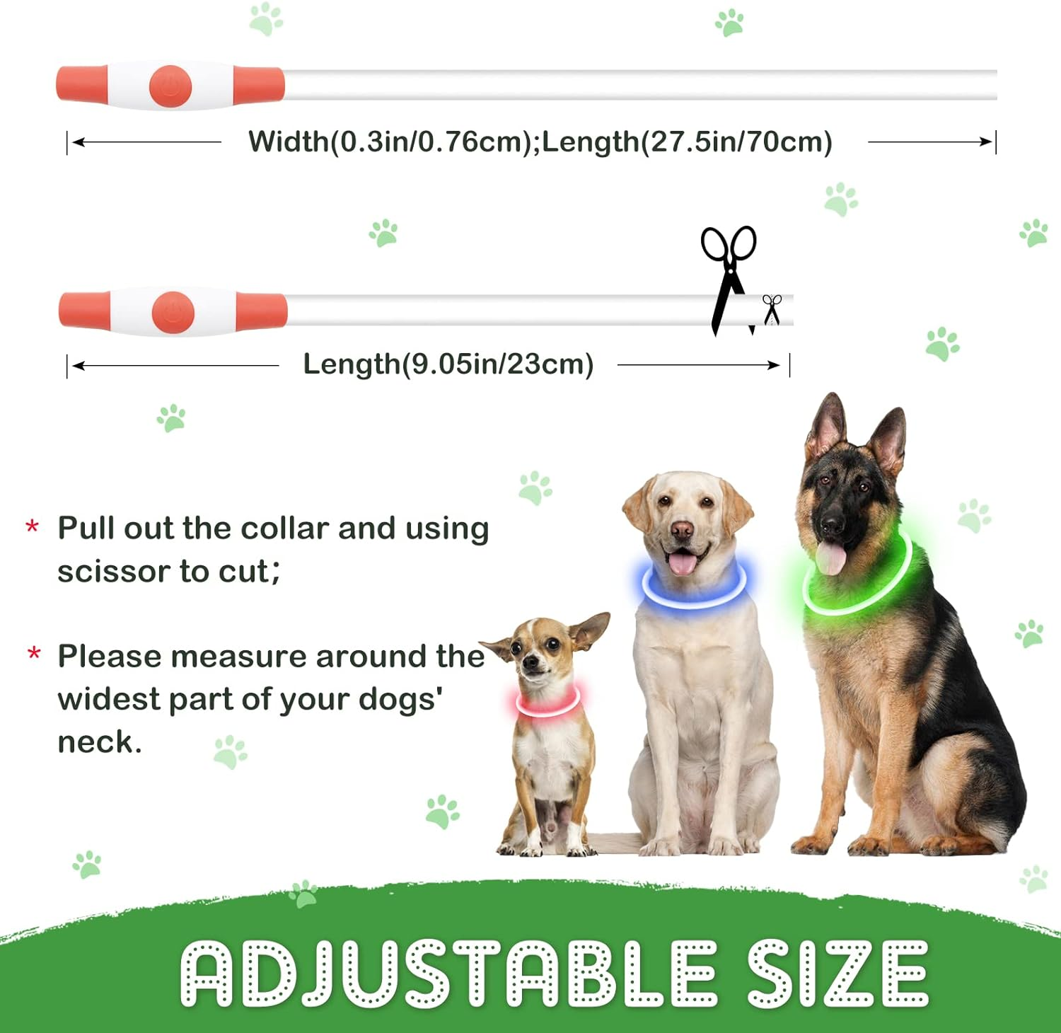 BiPawTi Light Up Dog CollarLED Dog Collar Flashing Dog Collar Glow In