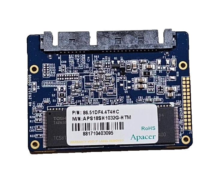 New Apacer APS18SH1032G-HTM 1.8" 32GB Half Slim MLC ECC SSD, Industrial, MO-297 - Image 2 of 3