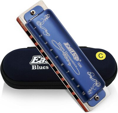 EASTTOP 10Holes Diatonic Blues Harmonica Professional Mouth Organ Harmonica Gift