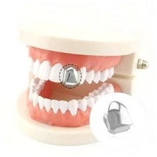 High Gloss Silver Platinum Single Tooth Solid Grillz Grill Cap with Mold Kit USA