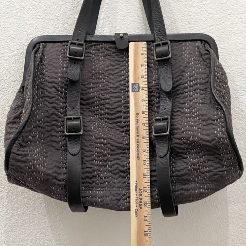 Vintage ALL SAINTS Spitalfields Kantha Stitch Blanket Bag in Charcoal/Black - Picture 7 of 21