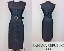 NWT Banana Republic Dress Women's XS Black Button-Up Sleeveless Belted #J3319