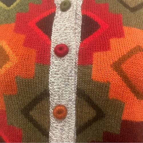 Baby Alpaca Peru Women’s Cardigan Sweater Geometric Academia Quiet Luxury SOFT - Picture 2 of 7