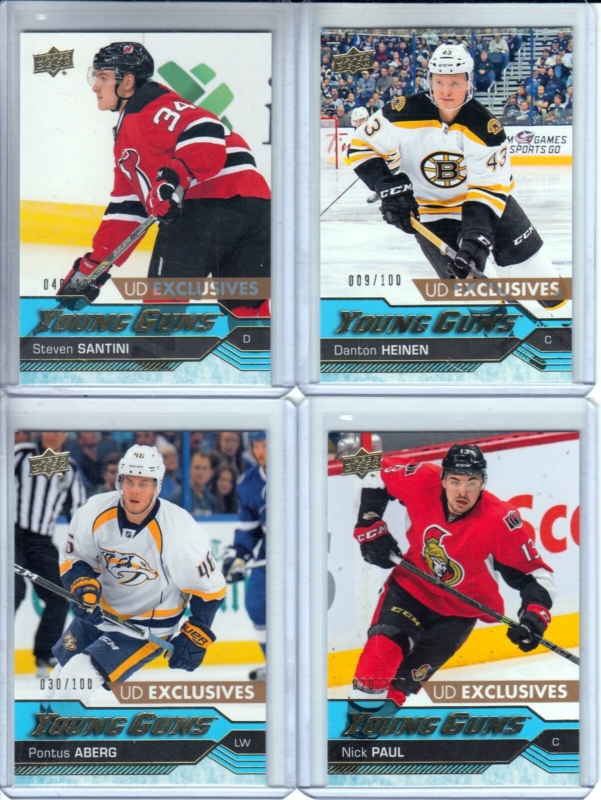 2016-17 Upper Deck Exclusives Young Guns #209 Danton Heinen RC /100 - BRUINS