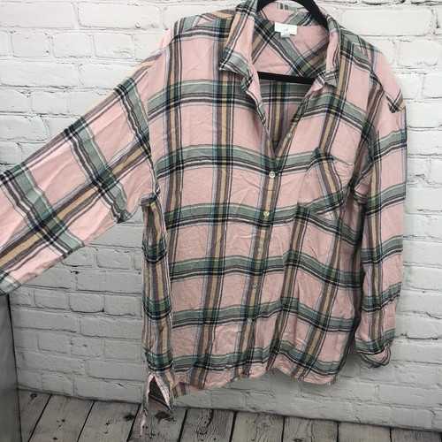 J Jill Top Womens Large Pink Plaid Button Up Long Sleeve Casual - Picture 7 of 15