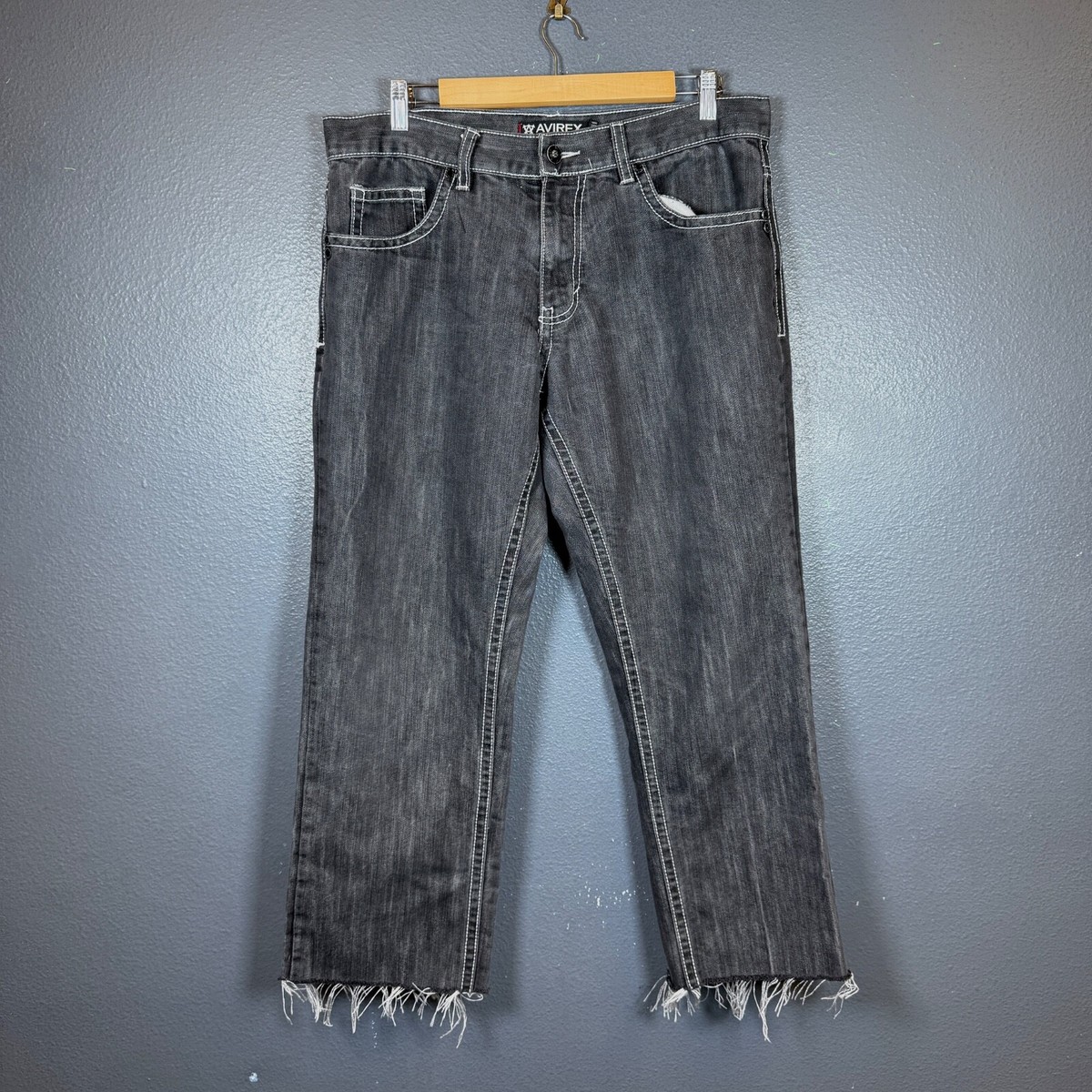 Avirex 36/34 men's dark grey Y2K baggy vintage denim jeans | eBay
