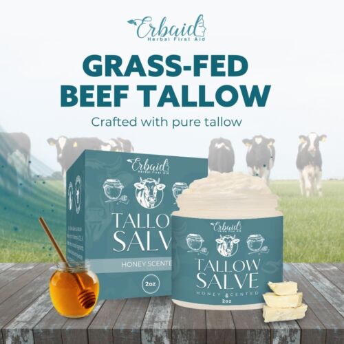 Beef Tallow Salve – All Natural Grass Fed Beef Tallow & Honey All Purpose Balm – - Picture 2 of 7
