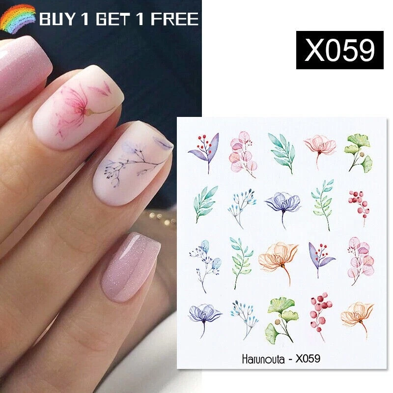 Nail Water Decals Butterfly Flower Leaf Transfer Stickers Nail Art Decoration