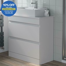 800mm Bathroom Vanity Unit Countertop Rectangular Basin Floor Standing White