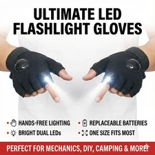 1 Pair LED Flashlight Gloves for Outdoor Fishing Camping Hiking Gloves Men Women