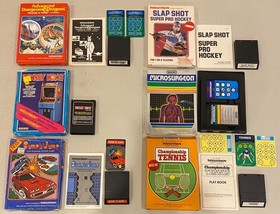 1980s MATTEL INTELLIVISION LOT OF 25 VIDEO GAMES W BOX SOME COMPLETE HOCKEY +