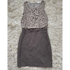 Ann Taylor Loft Dress 2 Sheath Career Classic Leopard Stament Mini Zip Office