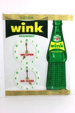 Canada Dry WINK Grapefruit Soda Advertising C-3496 Sign w/ Open & Close Clocks