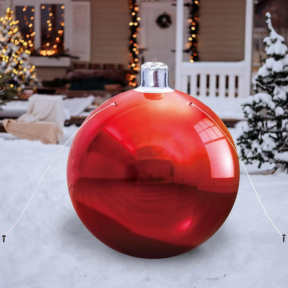 5 ft Lumations Inflatable Giant Christmas Ornament in Red