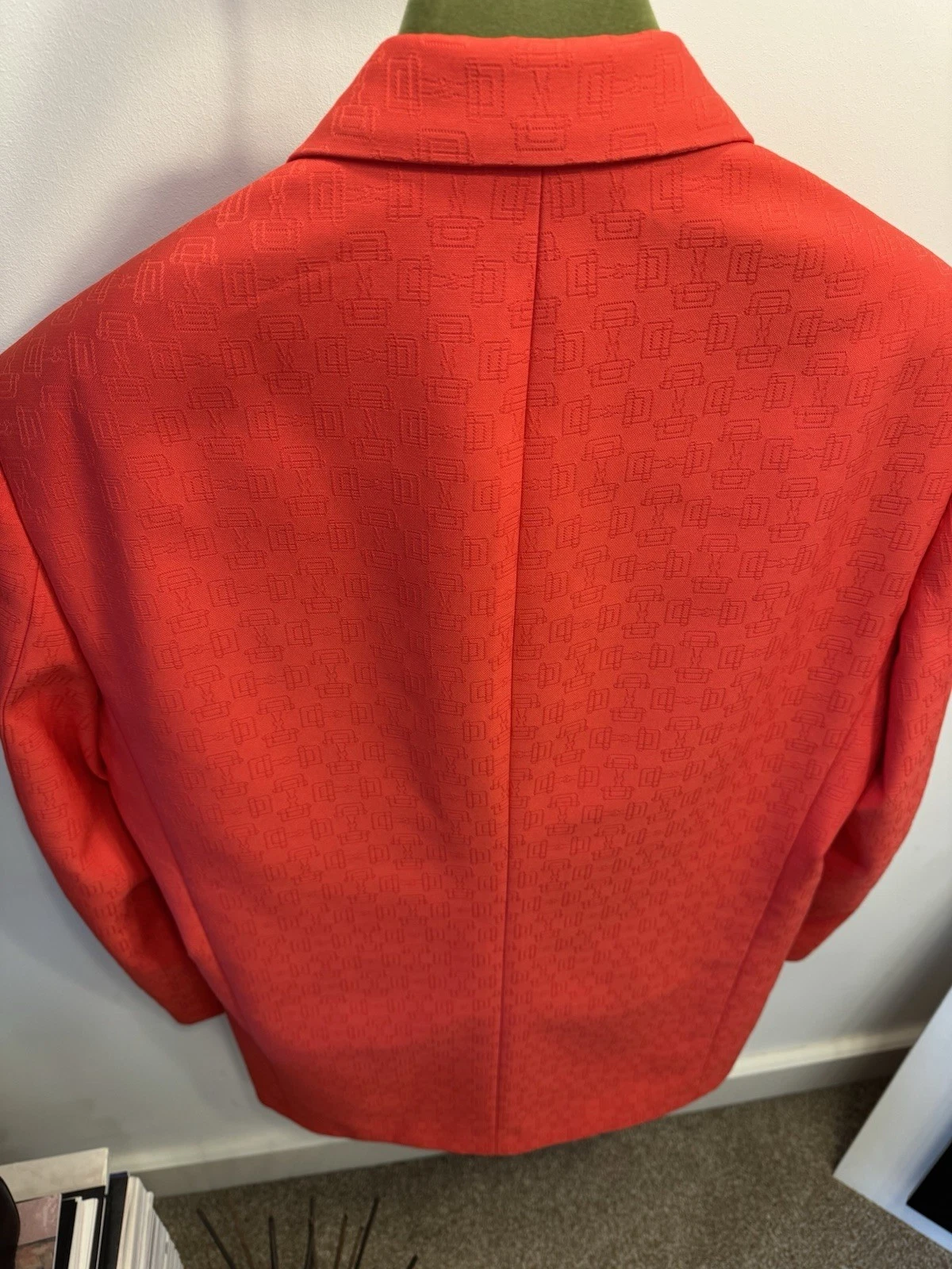 Tuta Gucci Horsebit Poppy Red Poli Jacquard taglia 50L pantaloni svasati taglia 50L nuova con etichette