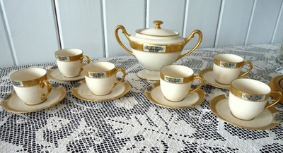 LENOX - M72 Meadowbrook ONE Covered Sugar Bowl + Set 6 Demitasse CUPS & SAUCERS