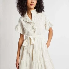 Mille - Elegant Cream Floral Dress - Size M