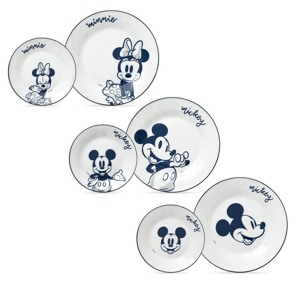 Disney Home Teller Set Minnie Mickey Mouse Micky Maus Porzella weß blau Kinder - Bild 2 von 2