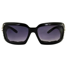 Rodeo Queen Motorcycle Womens Sunglasses Gloss Black Frame with Bling Rhinest...