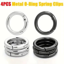 4PCS 1 Inch Metal Spring O Rings Clip Keychain Round Carabiner Clips Keyrings