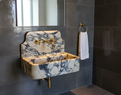 Luxury Calacatta Viola Marble Wall Mount Sink - Handcrafted Stone Bathroom Basin