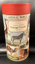 Cavallini  Co Vintage Animal World 1000 Piece Puzzle w/ Travel Bag Complete