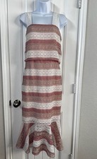 Shoshanna Dunham Geometric Lace Midi Dress in Blush Pink White