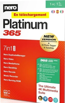 ENVOI par email ESD - NERO Platinum 365 - 7 en 1 Multilingue français ES IT - Photo 1/4
