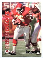 CHRISTIAN OKOYE Kansas City Chiefs 1993 SkyBox Impact COLORS PARALLEL Card #144