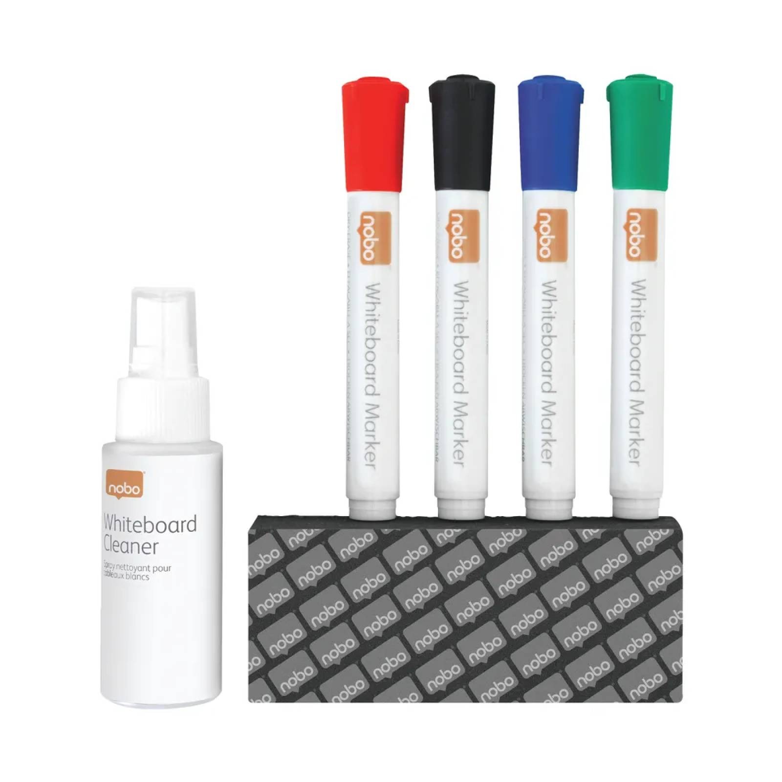 Nobo Whiteboard Starter Kit Including 4 Pens, Eraser & Cleaning Spray - Image 3