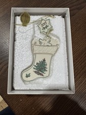 Spode Festive Stocking Ornament 2015 Christmas Tree Danbury Mint Original Box