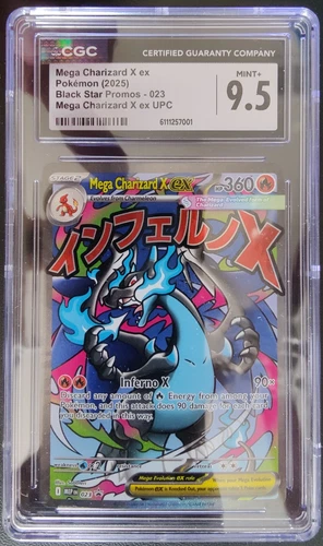 2025 Pokemon MEGA CHARIZARD X EX Holo #023 Blk Star Promos/MEP EN-CGC 9.5 Mint+!