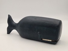 Handcrafted Blue Wooden Whale by Sea to Sea - 9.5 Inch Table Decor