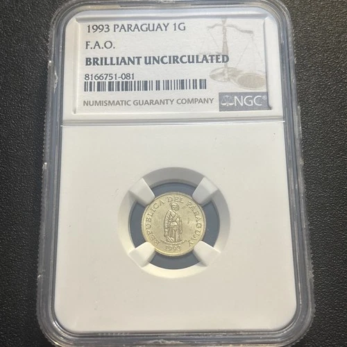1993 Paraguay 1 Guarani F.A.O. Graded Brilliant Uncirculated By NGC-Foreign Coin