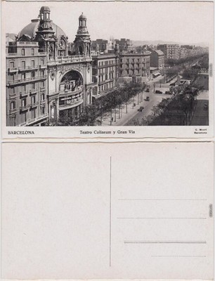 Ansichtskarte Barcelona Teatro Coliseum y Gran Vía 1932