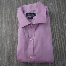 Polo Ralph Lauren Shirt Men Button Down Purple Solid Slim Fit Easy Care 17 34/35