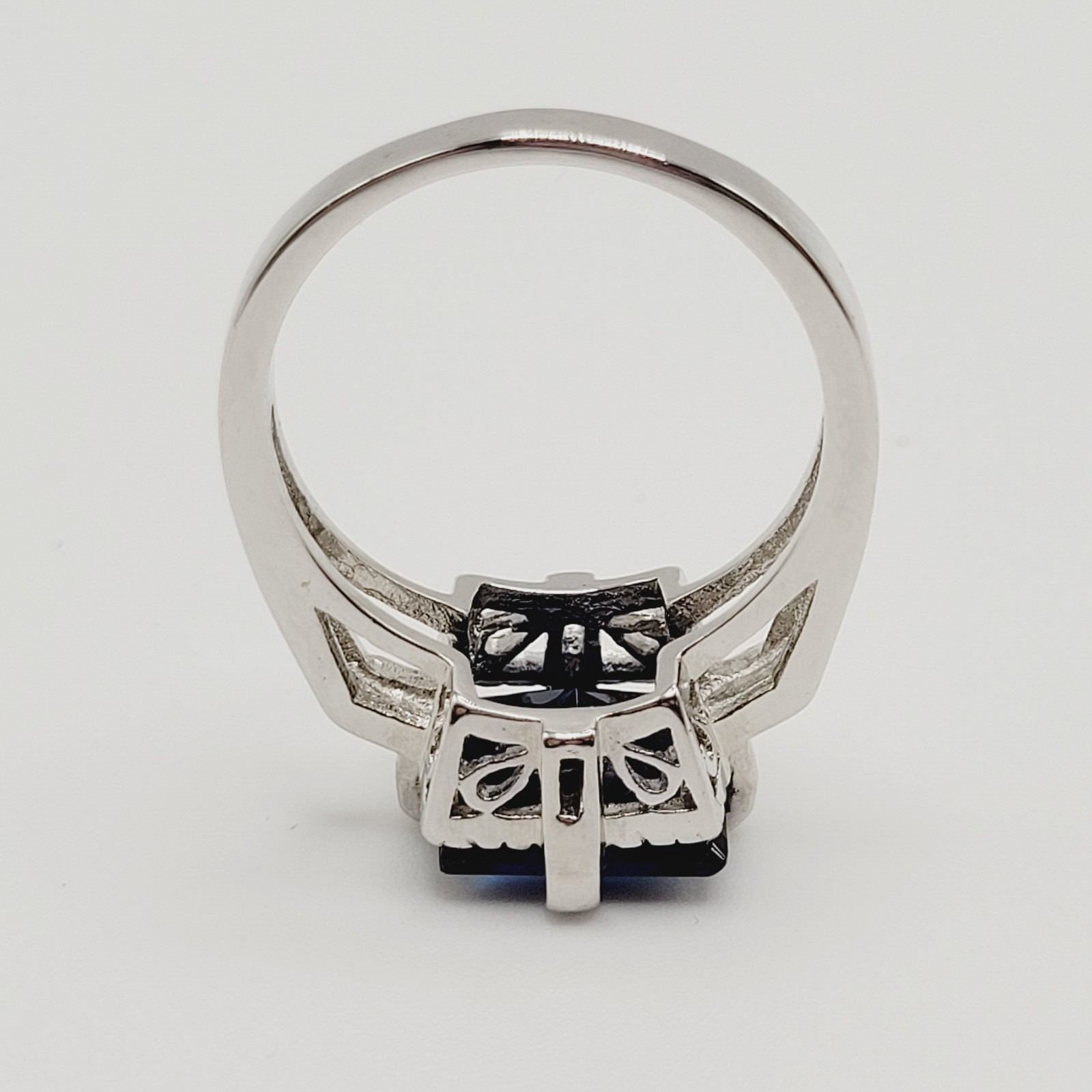 Art Deco Style Blue Square Rhinestone Silver Tone… - image 7