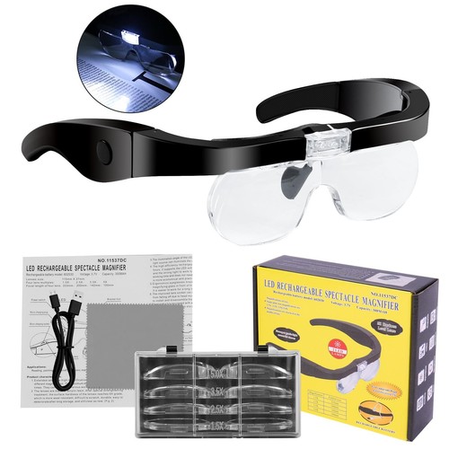 Head Magnifying Glass with Light Rechargeable Headband Magnifier for Close Wo...