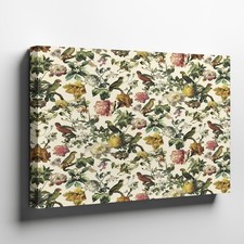 Vintage floral birds canvas wall art nature inspired botanical print home decor