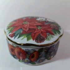 Ardleigh Elliott Music Trinket Box Winter Germany Xmas Great Condition Poinsetta