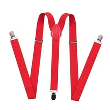 Kids Suspenders for Boys and Girls Strong Metal Clips 26 Inch 1 - 6 Years Red