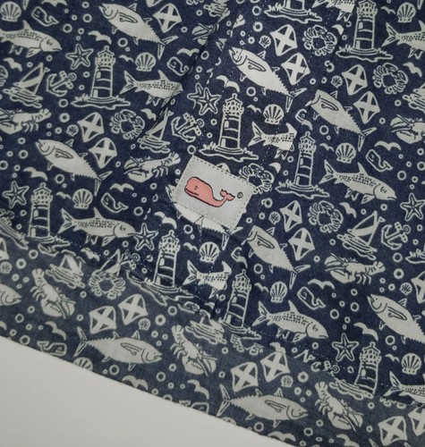 Vineyard Vines Slim Fit Murray Shirt NAVY Fish Lobster Whale LS Cotton NEW Lg - Picture 4 of 7