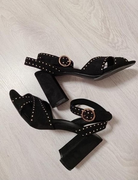 Women Heels Black Suede 38