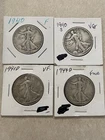 4-Walking Liberty Half Dollar’s  90% Silver 1940 - 1940S -1941D -1944D