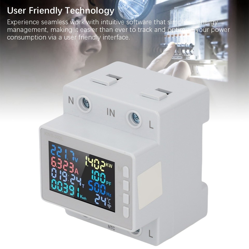 Current Metre Display ^Single Phase Energy Meter Color LCD Display Multifunctional Voltage ...